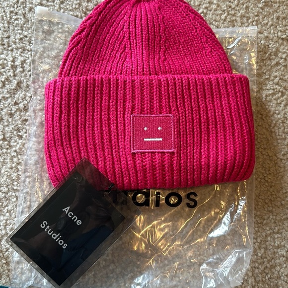 Acne Studios beanie, hat, hot pink, never worn - Picture 1 of 6